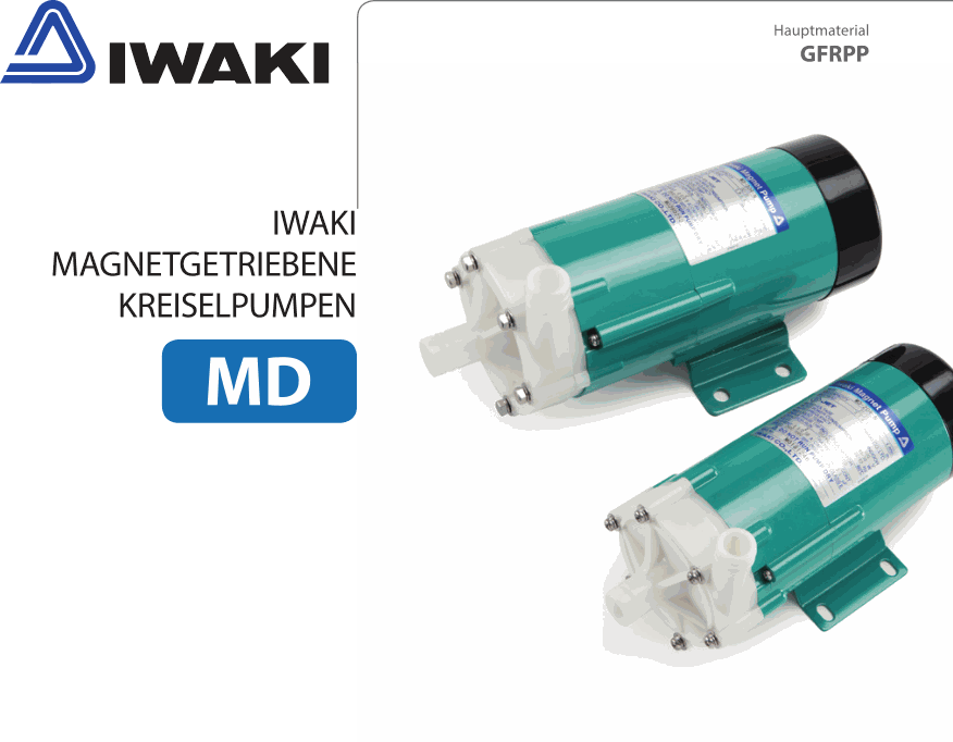 Pompes centrifuges magnétiques Iwaki MD série PP